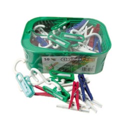 CLEANEX Kolíčky na prádlo plast 50ks+košík (552)
